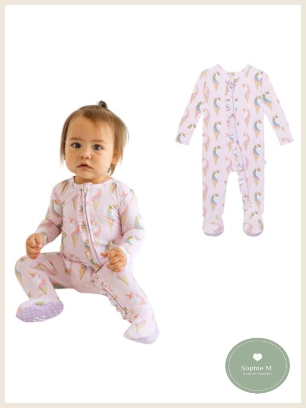Posh Peanut Bamboo Viscose Footie Pajamas Baby Girls Ruffled Zippered